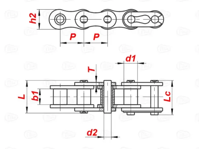 Однорядная приводная роликовая цепь ISO-606 (ANSI B29.1/ASA) 41-1