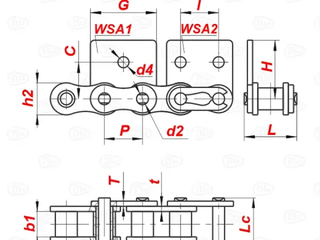 Цепь роликовая из нержавеющей стали 50SS WSA2