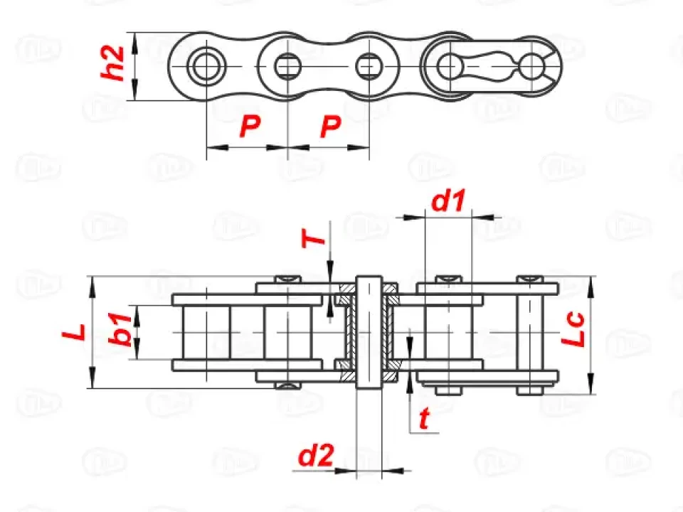 Цепь роликовая усиленная из нержавеющей стали 06BHSS-1