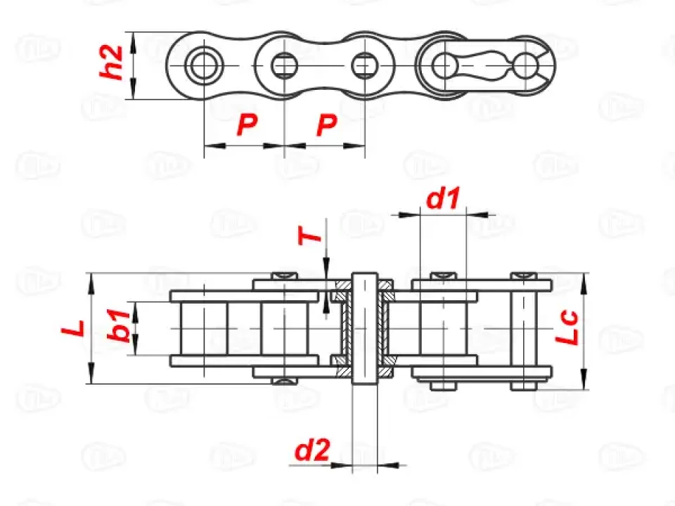 Однорядная приводная роликовая цепь ISO-606 (ANSI B29.1/ASA) 60-1