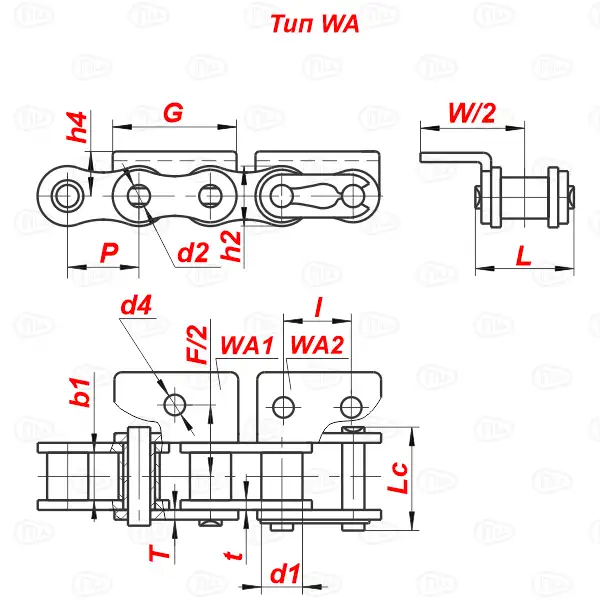 Цепь роликовая из нержавеющей стали 80SS WA2
