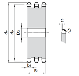 Звездочка цепи 06B-3 (3/8"x7/32") под расточку