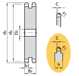 Звездочка цепи 06C-2 (3/8"x3/16") под расточку