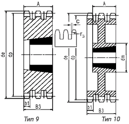 Звездочка для трехрядной цепи 10B-3 (5/8"x3/8") Taper Bush