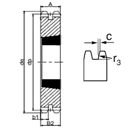 Звездочка для двухрядной цепи 12B-2 (3/4"x7/16") Taper Bush
