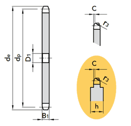 Звездочка цепи 16A-1 (1"x5/8") под расточку
