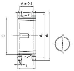 Звездочка двойная для однорядной цепи 16B-1 (1"x17,02мм) Taper Bush